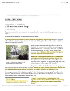 Dodging a Home-Insurance Trap - Wall Street Journal Article